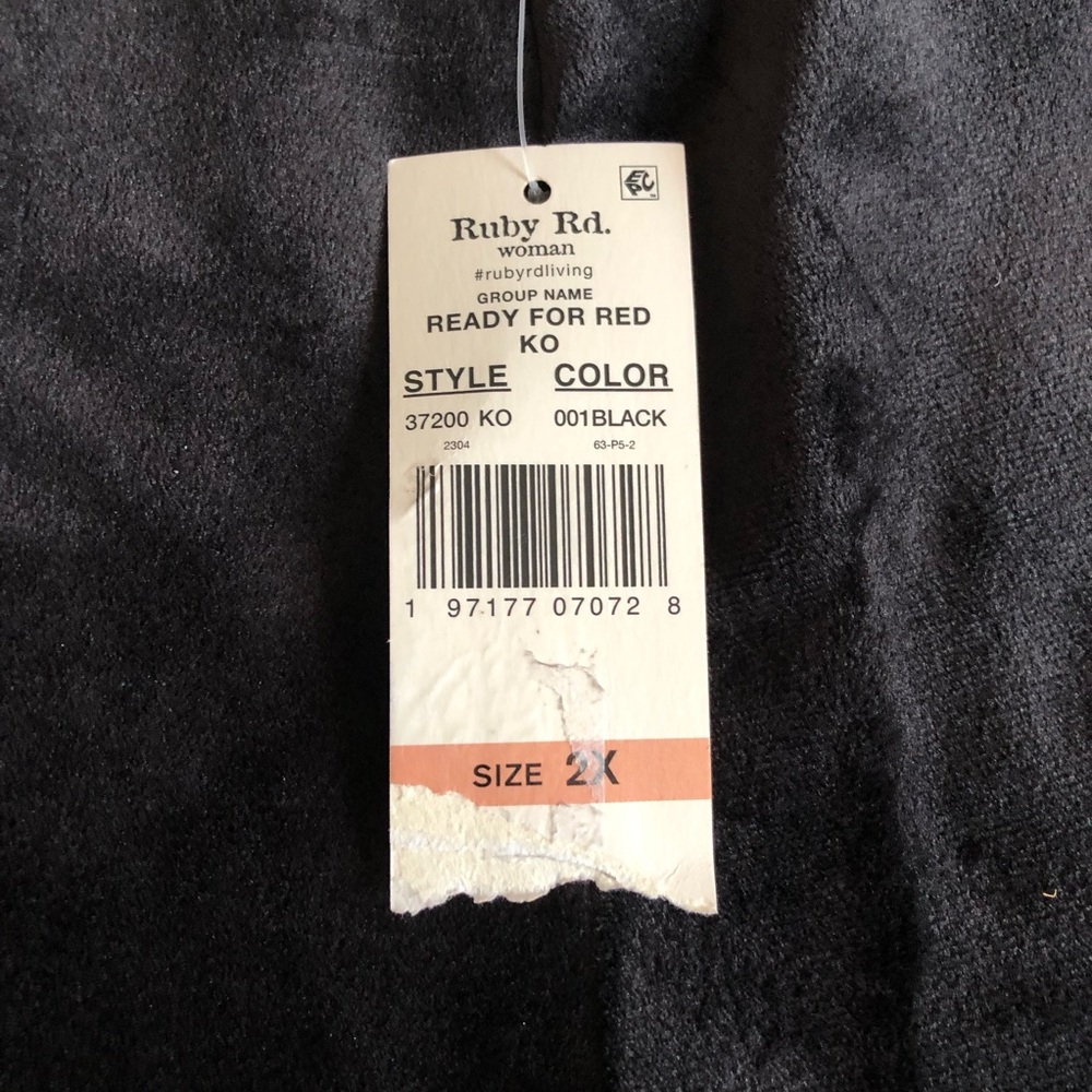 Ruby Rd pants velvet stretch black soft pull on high elastic waistband - Picture 6 of 7
